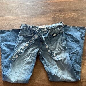 Abercrombie Kids Blue Flare Jeans with Floral Belt